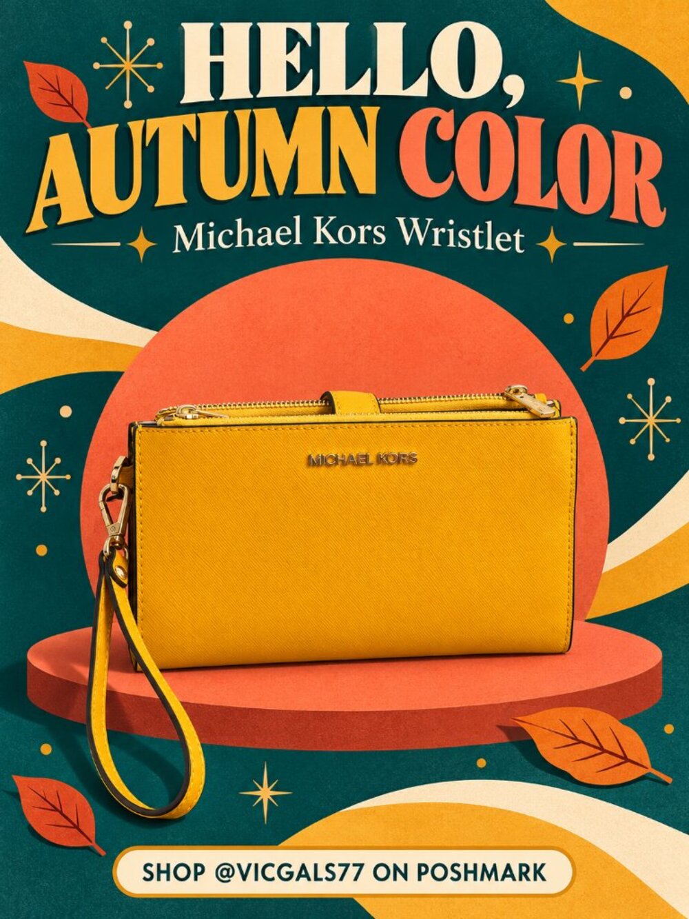 LN Michael Kors Jet Set Saffiano Leather Wristlet Wallet Clutch |Marigold Yellow